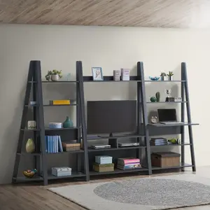 Arelious Ladder Bookcase Dark Grey