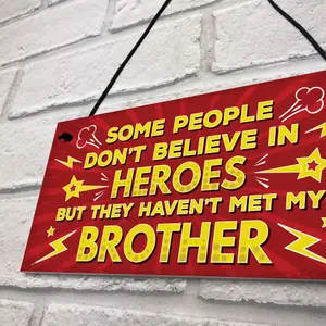 Red Ocean HERO Brother Christmas Birthday Gift Hanging Comic Plaque For Big Brother Friendship Family Keepsake