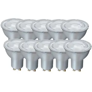 Harper Living 5 Watts GU10 LED Bulb Silver Spotlight Warm White Non-Dimmable, Pack of 10