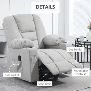 HOMCOM Riser and Recliner Chair w/ Remote, Lift Chair for Elderly, Light Grey