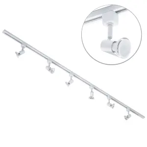 Litecraft Harlem White 6 Head 2m Straight Kitchen Ceiling Light with LED Bulbs