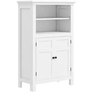 HOMCOM Modern Bathroom Storage Cabinet with Open Shelves, White