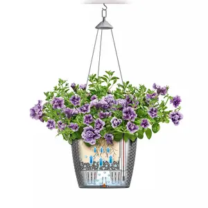 LECHUZA NIDO Cottage 28 Mocha Self-watering Hanging Planter with Substrate and Water Level Indicator D27 H23 cm, 13L