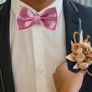 Rose Pink Satin Polyester Bow Tie for Casual & Formal Wear, Wedding Party Accessory