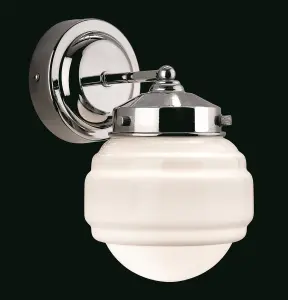 Luminosa Art 1 Light Bathroom Indoor Wall Light Chrome, Opal White Glass IP44, E27