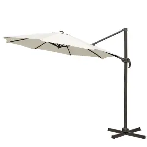 SunDaze 3M Cream Garden Cantilever Roma Parasol with 360 Degree Rotation Outdoor Patio Umbrella