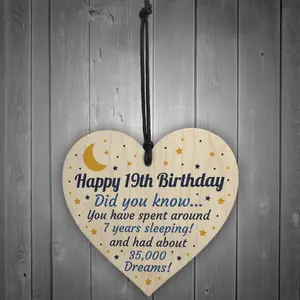 Red Ocean 19th Birthday Card For Daughter Son Wooden Heart Novelty 19th Gift Keepsake