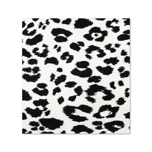 Black Leopard Print Premium Glass Kitchen Splashback W700mm x H750mm