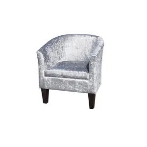 Comfy Living Crush Velvet Tub Chair In Silver