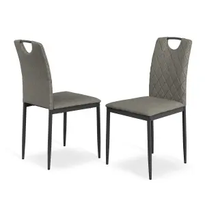 Set Of 4 Monza Fabric Dining Chair Modern Padded Seat Metal Legs Kitchen (Grey)