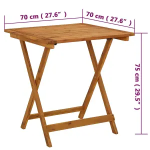 Berkfield Folding Garden Table 70x70x75 cm Solid Acacia Wood