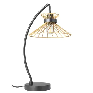 Eiffel Modern Black & Gold effect Table lamp