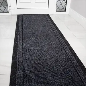 The Rug House Grey Black Rubber Backed Very Long Hallway Hall Runner Narrow Rugs Custom Length - Sold And Priced Per Foot