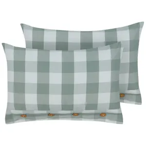 Set of 2 Cushions TAMNINE 40 x 60 cm Checked Mint Green