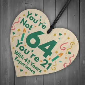 Red Ocean Funny Birthday Gifts Novelty 64th Birthday Gift Wooden Heart Sign Funny Birthday Card