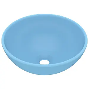 Belfry Bathroom Yogi 325mm L x 325mm W Ceramic Circular Countertop Basin Sink Light Blue