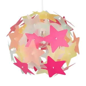 First Choice Lighting Set of 2 Multi Coloured Stars Easy Fit Light Shades