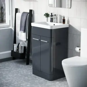 Nes Home Afern 500mm Vanity Unit Cabinet and Wash Basin Anthracite