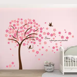 Walplus Cherry Blossom Tree Decal Decoration Home Wall Stickers Mural 310Cm X 180Cm Kids Sticker PVC Brown,Pink