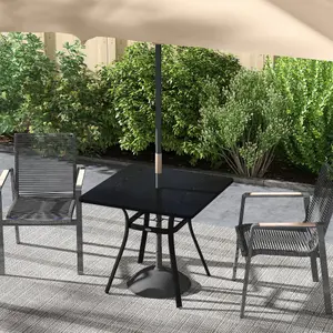 Outsunny Garden Table with Metal Tabletop, Steel Frame for Balcony, Porch, Black