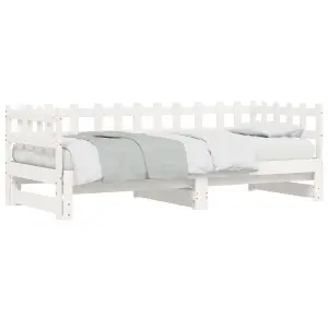 Berkfield Pull-out Day Bed White 2x(90x190) cm Solid Wood Pine