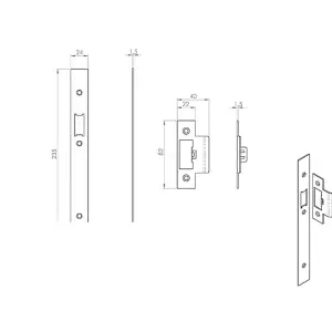 Forend Strike & Fixing Pack Suitable for DIN Security Latch Bright Steel