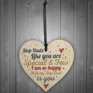 Red Ocean Step Dad Daddy Father Gift Christmas Birthday Gift Handmade Wooden Heart Plaque Thank You Gifts