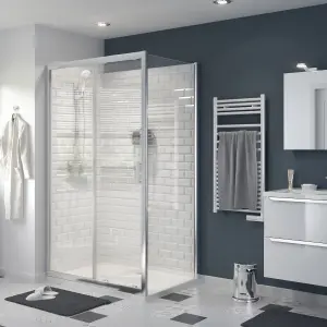 GoodHome Beloya Clear Rectangular Shower Door, panel & tray kit - Double sliding doors (H)195cm (W)120cm (D)90cm