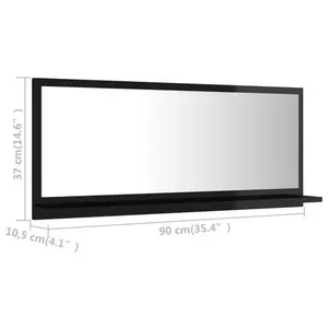 Dorlene Framed Wall Mounted Bathroom Mirror High Gloss Black / 90 cm