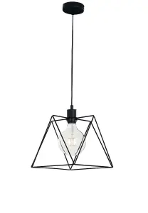 Luminosa SANTANA Wire Frame Pendant Ceiling Light Black 26x26x25cm