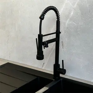 Liquida GR264MB Black Kitchen Mixer Tap With Swivel Spout And Directional Spray