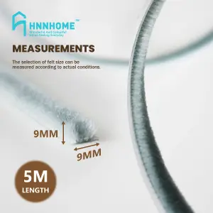 HNNHOME Draft Excluder Self-Adhesive 10 Meter Brush Seal Strip,  for Sliding and External Door, Window(Grey, 5Mx9mmx9mm X 2)