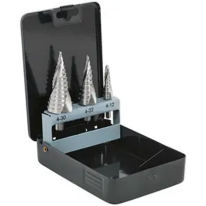 Precision 3-Piece HSS 4341 Spiral Flute Step Drill Bit Set for Versatile Hole Drilling