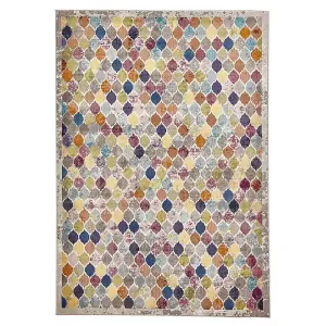 Multi Funky Easy to Clean Abstract Rug For Dining Room -60 X 230cm (Runner)