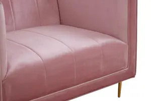 Interiors by Premier Glamorous Pink Armchair, Plush Velvet Upholstered Seat, Sofa Couch For Patio, Mid-century Modern Armchair