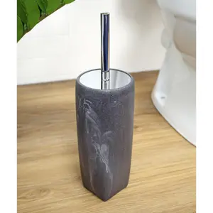 Showerdrape Octavia Grey Marble & Chrome Toilet Brush & Holder