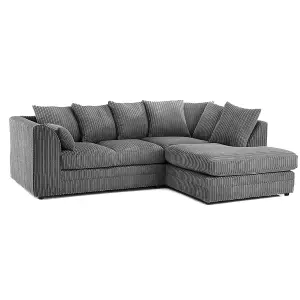 Luxor Jumbo Cord 4 Seater Corner sofa Grey Right Hand Facing