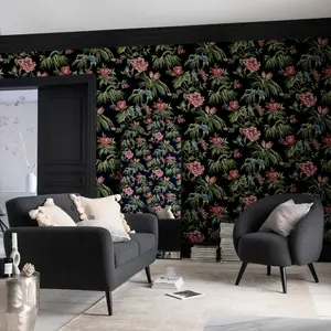 Next Birds & blooms Navy Floral Smooth Wallpaper