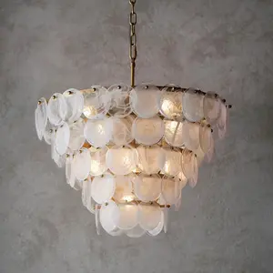 Luminosa Trapani Pendant Ceiling Light Antique Gold Paint, White, Clear Glass