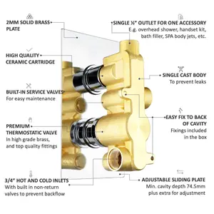 ENKI Venice Chrome Round Concealed Brass Thermostatic Shower Slider Rail Kit 8"