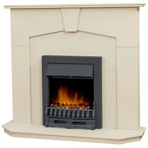 Adam Abbey Fireplace in Stone Effect with Blenheim Electric Fire in Black, 48 Inch