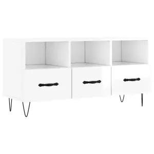 Berkfield TV Cabinet High Gloss White 102x36x50 cm Engineered Wood