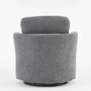 Teddy swivel armchair with back cushion pillow thick foam pad, Medium Grey