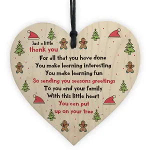 Christmas Gift For Your Teacher Teaching Assistant Nursery Teacher Thank You Wooden Heart