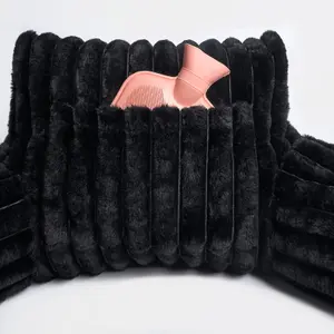 Reading Cushion Faux Fur Fleece Heatable Lumbar Pillow, Black - One Size