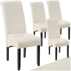 Dining Chair - ergonomic seat shape, high backrest, padded, faux leather - cream