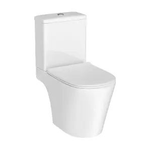 Nes Home Bathroom Short Projection Rimless Close Coupled Toilet Pan & Seat