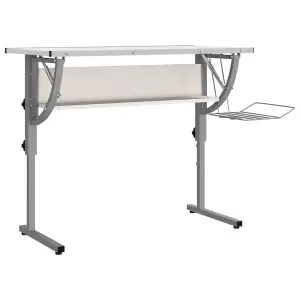 Berkfield Craft Desk White&Grey 110x53x(58-87) cm Engineered Wood&Steel