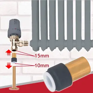 SPARES2GO Radiator Valve 15mm x 10mm Anthracite Pushfit Reducing Straight Speed Fit Compression Stem