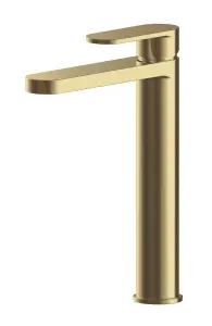 Current Round High Rise Mono Basin Mixer Tap - Brushed Brass - Balterley